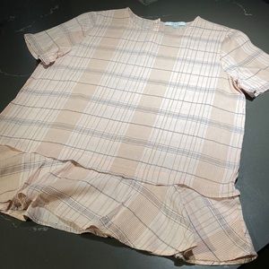 Ro & De Blush Pink Plaid Shortsleeved Blouse
